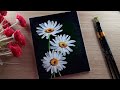 Acrylic painting on canvas very easy for bigenners white daisy flowers painting flowers painting
