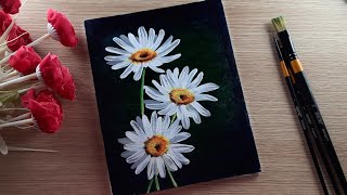 Acrylic Painting On Canvas Very Easy For Bigenners White Daisy Flowers Painting Flowers Painting