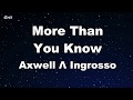 More Than You Know - Axwell /\ Ingrosso Karaoke 【With Guide Melody】 Instrumental