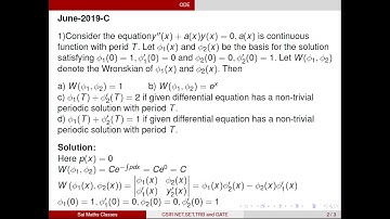CSIR NET MATHEMATICS || June 2019 || Part-C || Periodic Function || Wronskian Problem