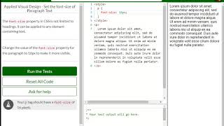 Applied Visual Design   Set the font size of Paragraph Text free code camp   Dani