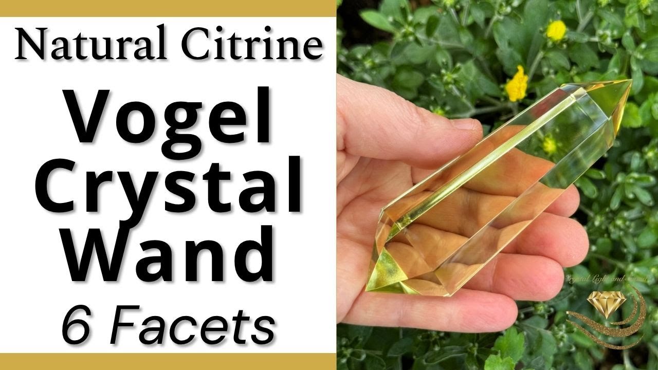Natural Brazilian Citrine Vogel Crystal Wand with Phantoms 6 Facets