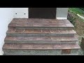 Облицовка бетонной лестницы клинкерной плиткой.