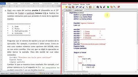 Resolucion ejercicio A semana 4 Pseint asignar, si entonces, segun, mod, trunc, redon.. programacion