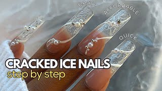 How To Do Icicle Nails with Saran Wrap! | Cracked Ice Nails | Winter Gel Nails