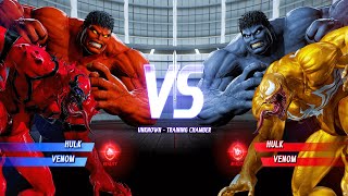Red Hulk & Red Carnage vs Black Hulk & Yellow Venom (Hardest AI) Marvel vs Capcom : Infinite