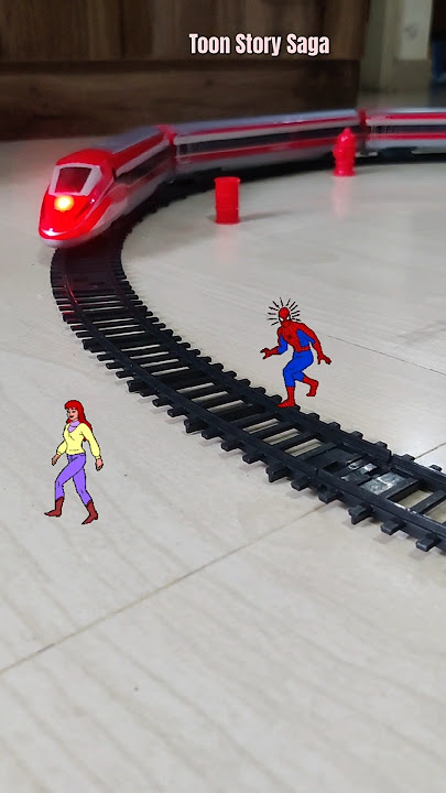 Spiderman is following Mary Jane near high speed metro train track | City Railway Stories