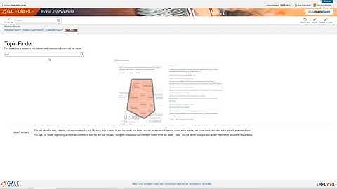 How to use the Gale Home Improvement database and the Topic Finder tool