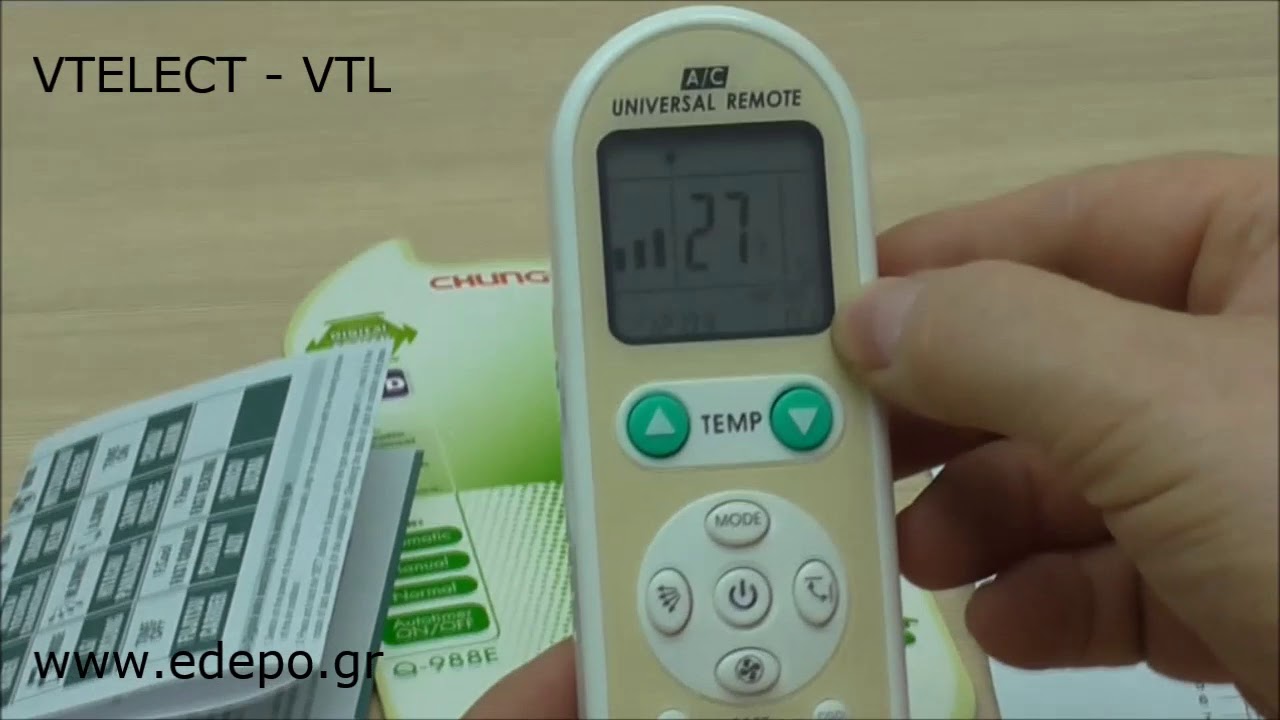 Αντικατάσταση χειριστήριου air condition με το UNIVERSAL πολυχειριστήριο  Q-988E | VTELECT - VTL - YouTube