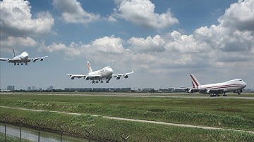 Super Besar !!! Nonton Pesawat Terbang Boeing 747-400 Landing di Bandara Soekarno-Hatta Jakarta