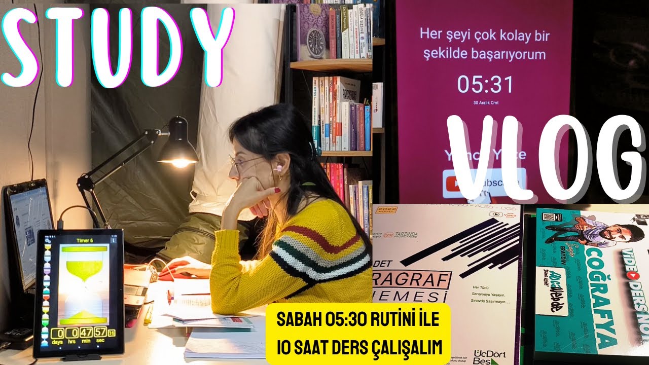 Study Vlog - Kpss için Sabah Rutini- 05:30'da Uyanıp 10 Saat #benimledersçalışın #kpss Günlüklerim
