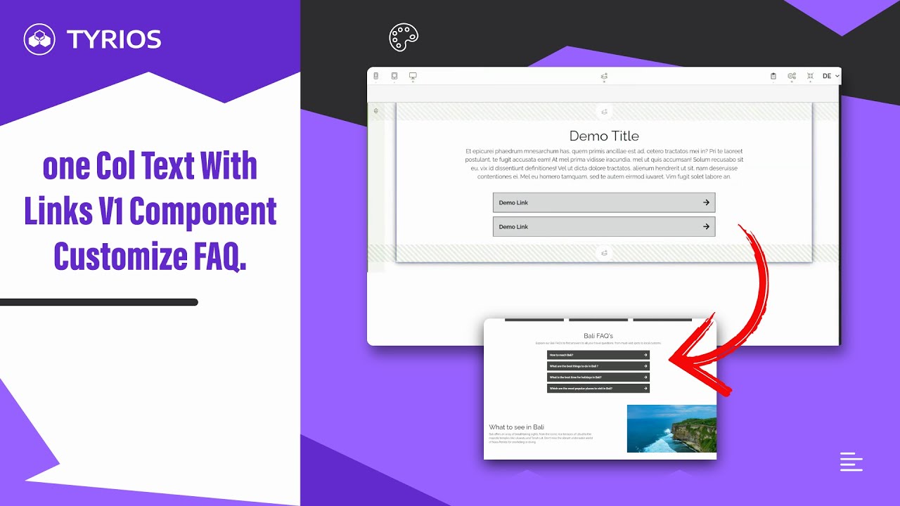 oneColTextWithLinksV1 Component – Build Custom Q&A section and interactive content for your services