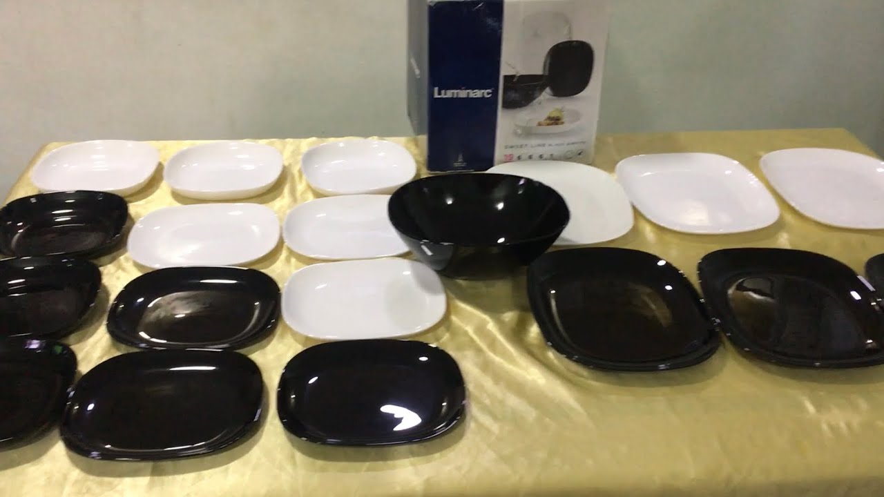 طقم لومينارك فرنسي ١٩قطعه ابيض&اسود @بيتي