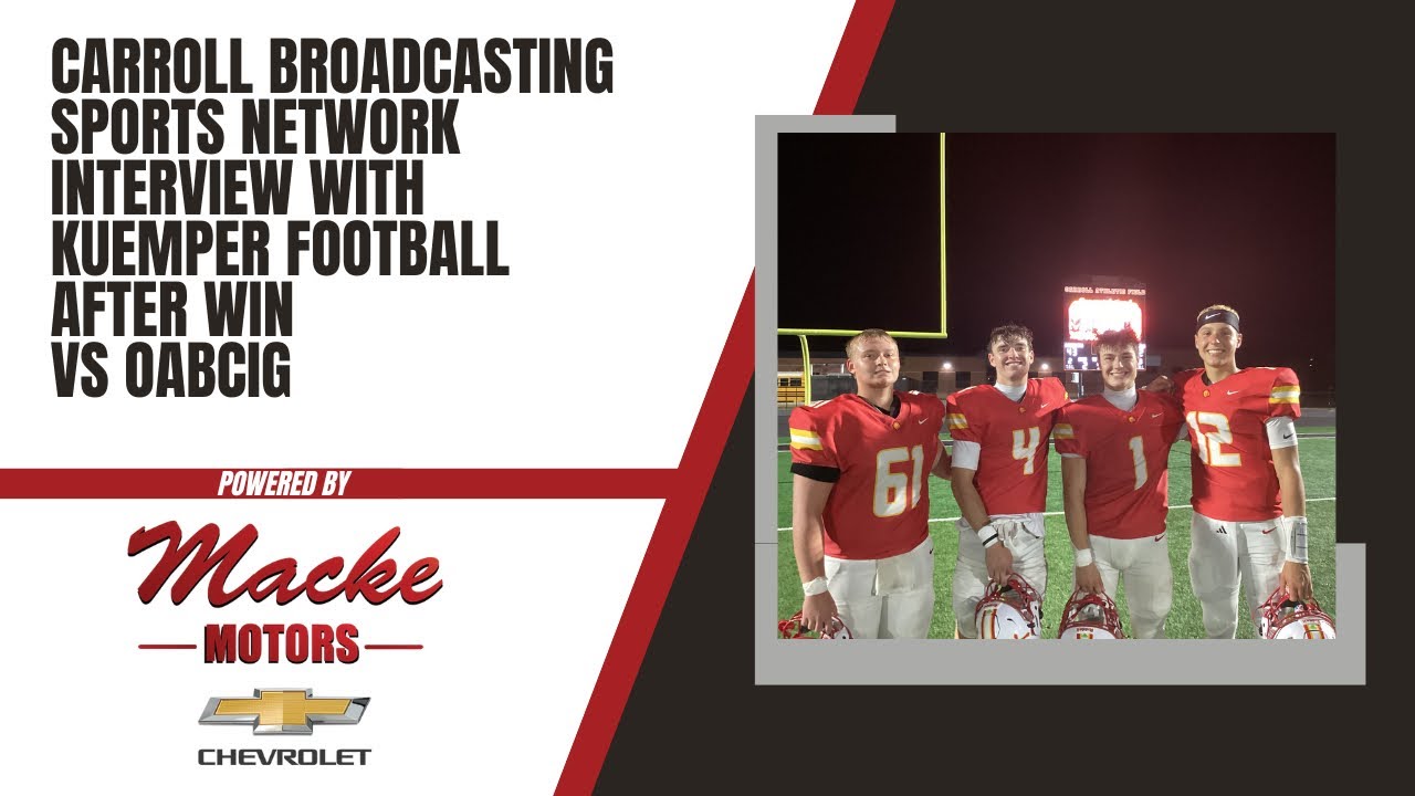 Carroll Broadcasting Sports Network interview with Kuemper Football After 43-22 win vs OABCIG