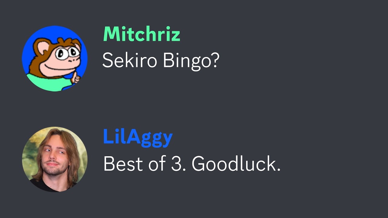 I challenged LilAggy to a Sekiro BINGO Race (Lockout)