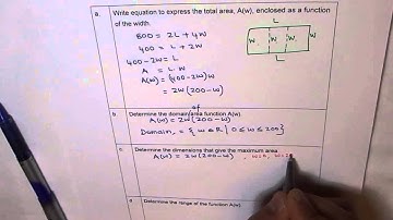 Maximum Area For Given Perimeter of 3 Section Fence Quadratic Application