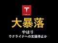 テスラ株大暴落！やはりトランプ、ウクライナへの支援停止か　激動する世界