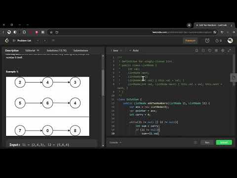 leetcode 2. Add Two Numbers פיתרון - YouTube