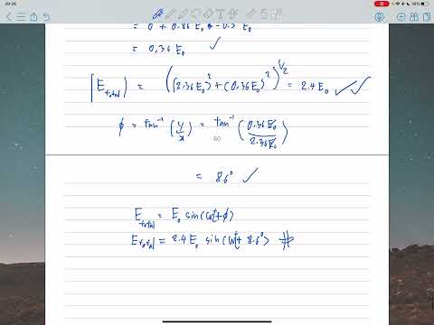 [eng] combining 3 light waves by using phasors example problem no.1 with a solution (physics)