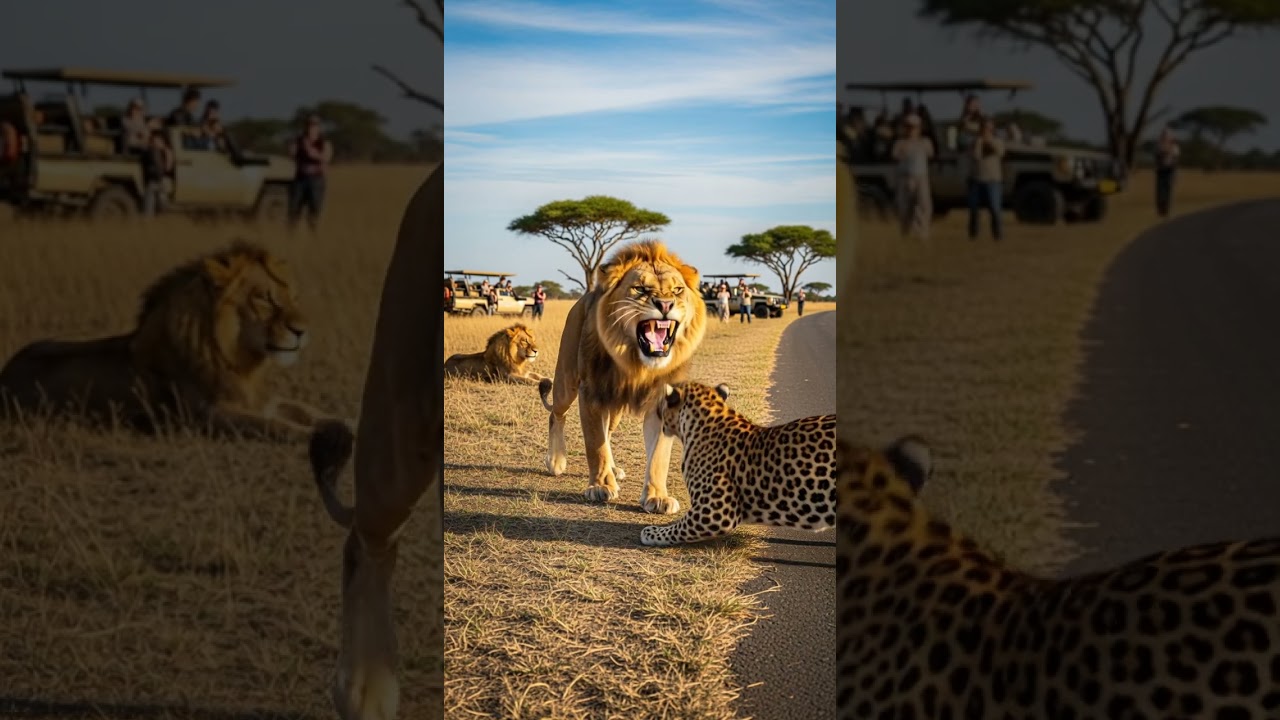 Can the leopard fight back against the lion’s surprising strength 