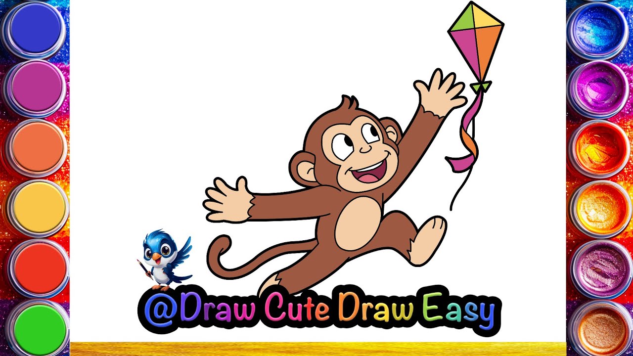 Как нарисовать обезьянку Джорджа 🪁🐒🌈 | пошаговое рисование Джорджа | раскраска | рисование для де...