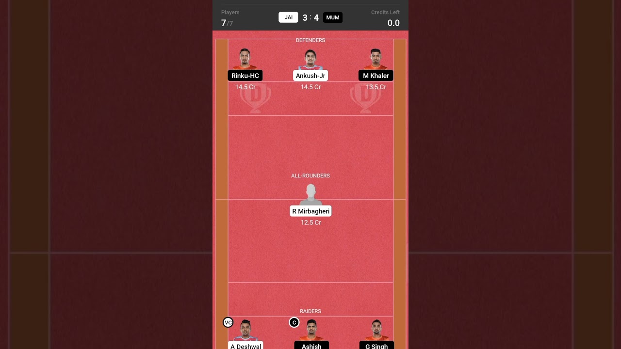 JAI VS MUM Vivo Pro Kabaddi GL Team prediction 