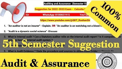 Audit Suggestion || 5th Semester || CU || 100% Common in 2023 Exam @GDT_RoshanSir
