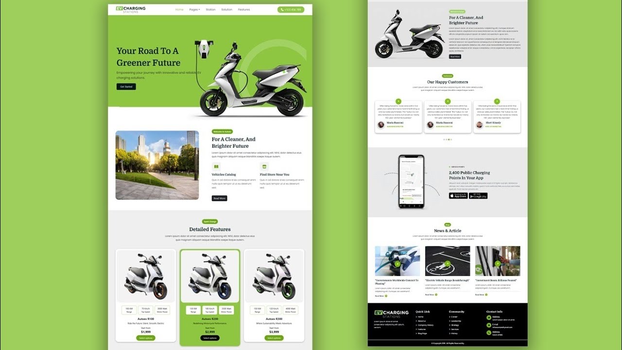 EV Charging HTML Template | Electric Vehicle Website Design | Fully ...