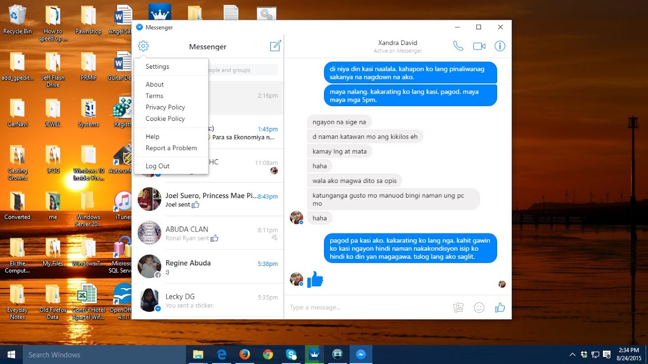 How to uninstall Facebook Messenger for desktop on windows