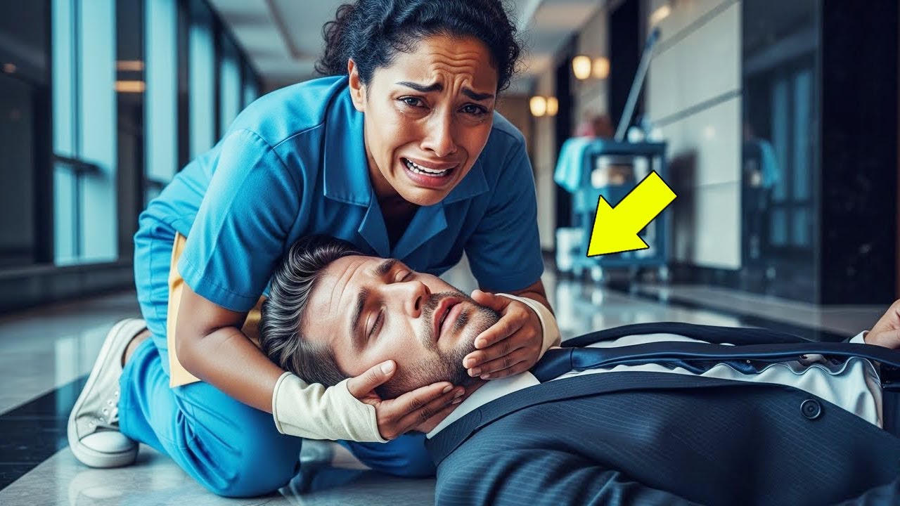 MILLONARIO SE DESMAYÓ EN PLENO EDIFICIO… Y SOLO LA CHICA DE LA LIMPIEZA CORRIÓ A SALVARLO