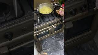 In gayoun  api making white sause pasta and sandwitches