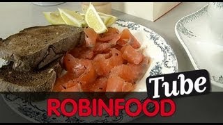 ROBINFOOD / Salmón marinado con té + Tiramisú 'inglés'