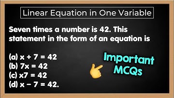 Class 8 Maths Chapter 2 Linear Equations in one variable MCQ | Math chapter Multiple Choice Question