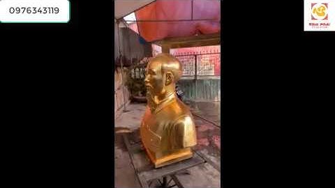 Tượng Bác Hồ bằng đồng bán thân mạ vàng 24k