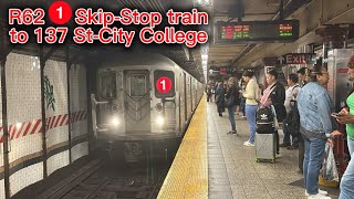 R62 1 Skip-Stop train from 72 St to 137 St-City College