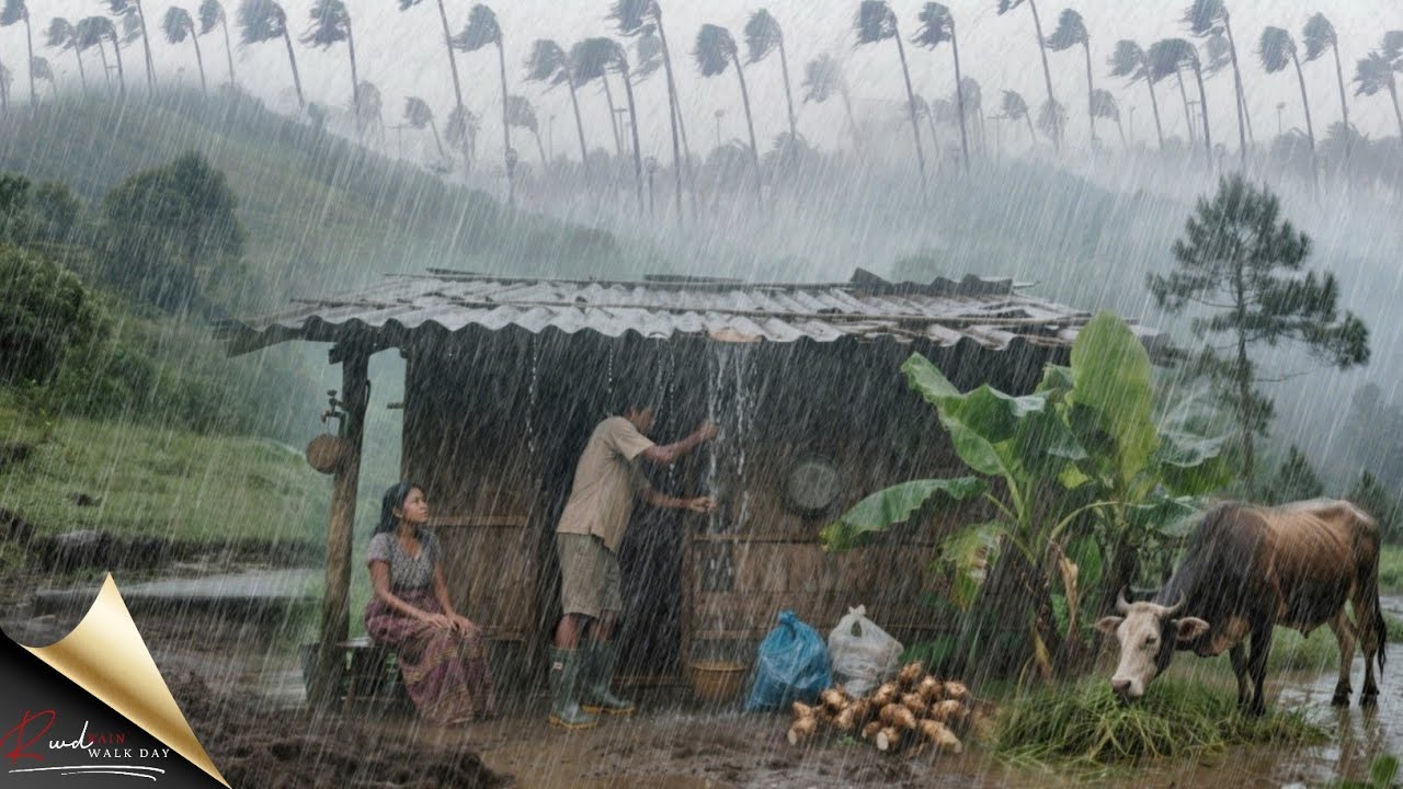 РАЙ В ХОЛОДНОЙ ГОРНОЙ ДЕРЕВНЕ, ПРОГУЛКА ПОД САМЫМ РАССЛАБЛЯЮЩИМ ДОЖДЁМ В АЗИИ