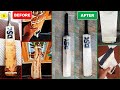 Dsc cricket bat repair bottom toe broken  full face buffing toe guard fiber tape  a new born bat