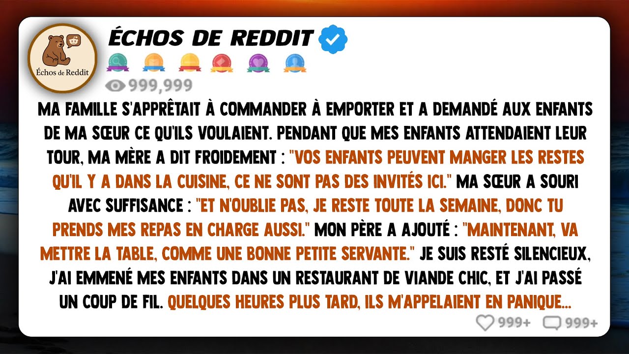 Ma famille prévoyait de commander des plats à emporter et a demandé aux enfants de ma soeur ce...