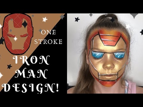 Iron man face painting tutorial ( fast and easy one stroke iron man ...