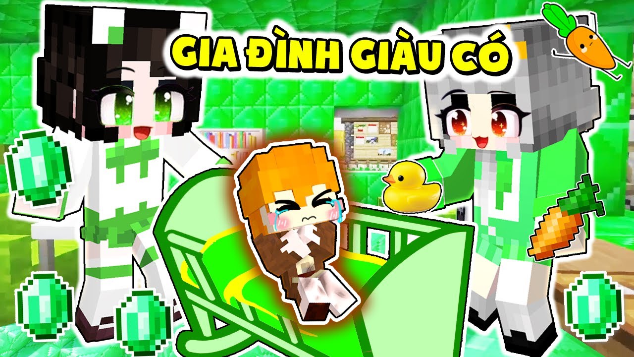 Kamui Nghèo Khổ được Nhận Nuôi bởi GIA ĐÌNH SIÊU GIÀU CÓ màu Xanh trong làng Hero Team Minecraft