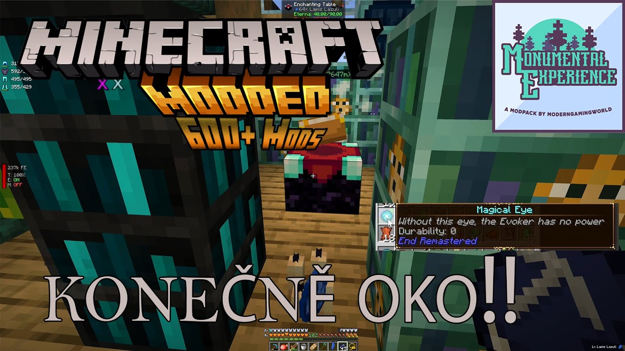 【Minecraft 600+ módů CZ #41】 | Sculk Enchant Table A KONEČNĚ EVOKEROVO OKO!