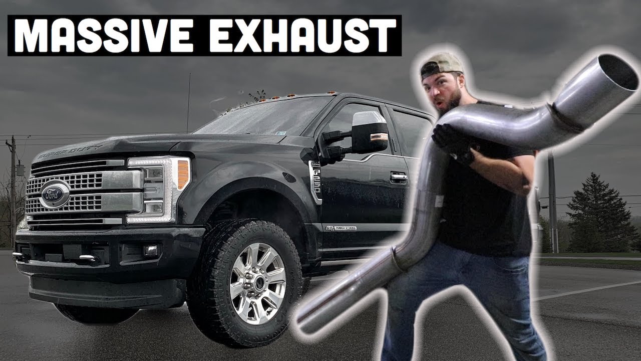 Ford F250 Powerstroke Gets a HUGE 5 inch Exhaust - Exhaust Sound - YouTube