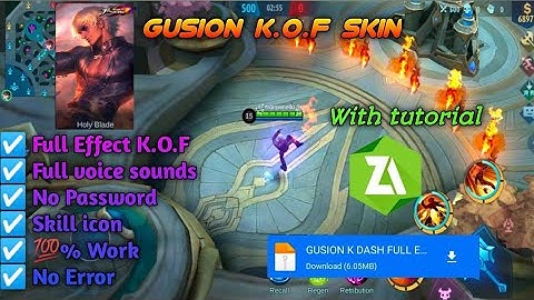 Gusion KOF Script | Full Effects, Full voice & Skill sounds, Skill icon with tutorial No Password