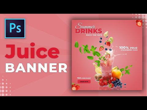 Strawberry Juice Social Media Banner Design Adobe Photoshop Tutorial SoftAsia Tech