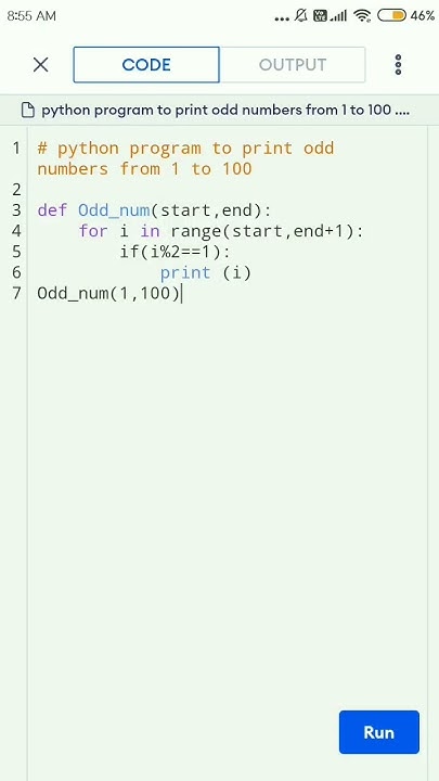 python program to print odd numbers from 1 to 100 using for loop. # ...