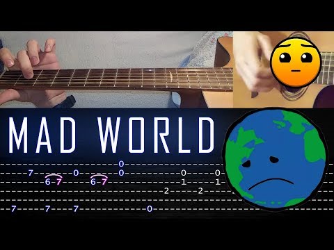 How to play 'Mad World' Guitar Tutorial [TABS] Fingerstyle