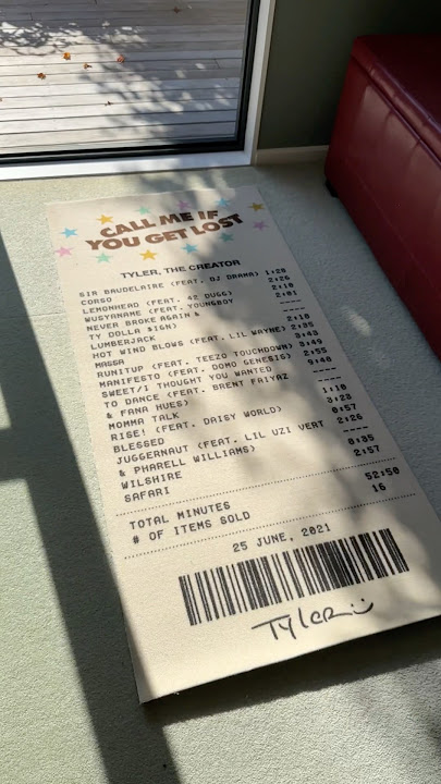 CALL ME IF YOU GET LOST RECEIPT RUG #tylerthecreator #callmeifyougetlost