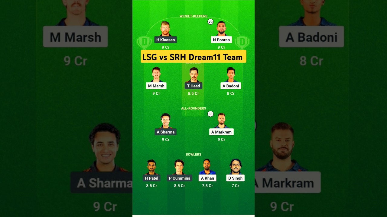 LSG vs SRH Dream11 Prediction | Lucknow Super Giants vs Sunrisers Hyderabad Dream11 Team| lsg vs srh