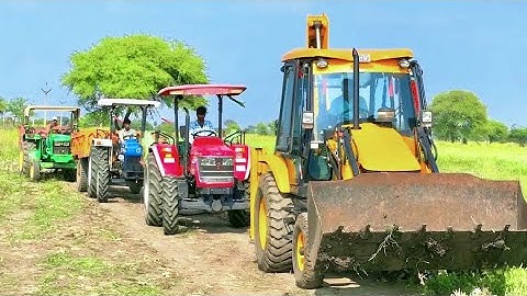JCB 3dx Backhoe Loading Mud in Swaraj 744 | Mahindra Arjun Ultra  #jcbvideo #tractorcartoon #jcb3dx