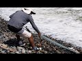 Woow!!    mira como  pescan con atarraya estos dos hombres en mar agitado